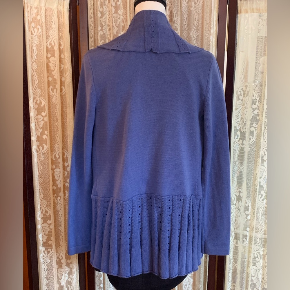 RAFAELLA SCALLOPED OPEN FRONT PURPLE CARDIGAN - SZ SMALL - Picture 2 of 7